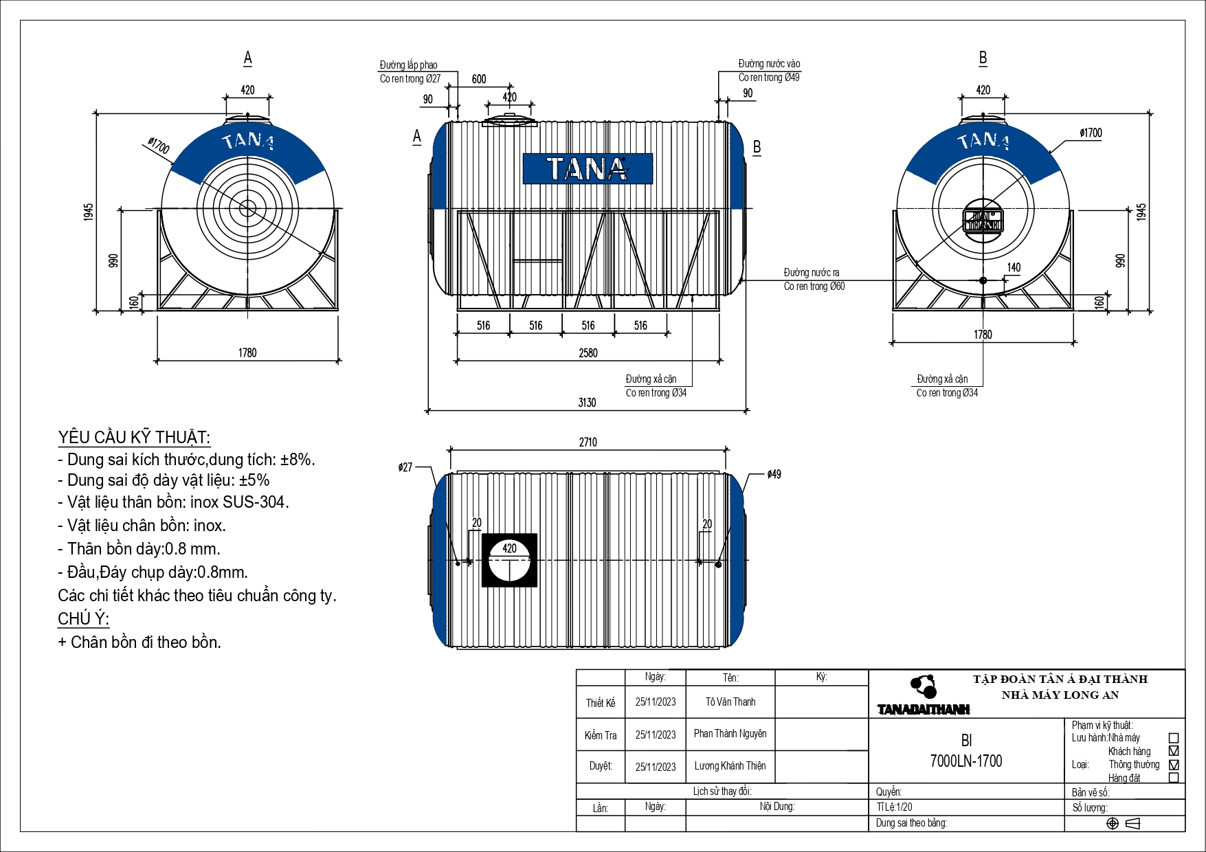 ban ve bon nuoc inox tan a 7000 lit ngang